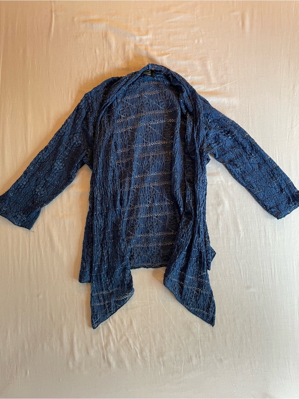 Lightweight Navy Lace Open-Front Women's Cardigan